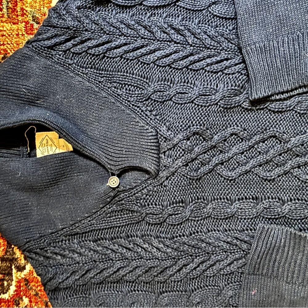 St. John’s Bay Navy Cable Knit Shawl Collar 100% Cotton Fisherman’s Sweater | XL - Picture 6 of 6